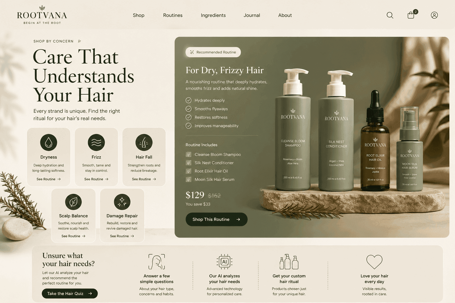 Rootvana additional product screen